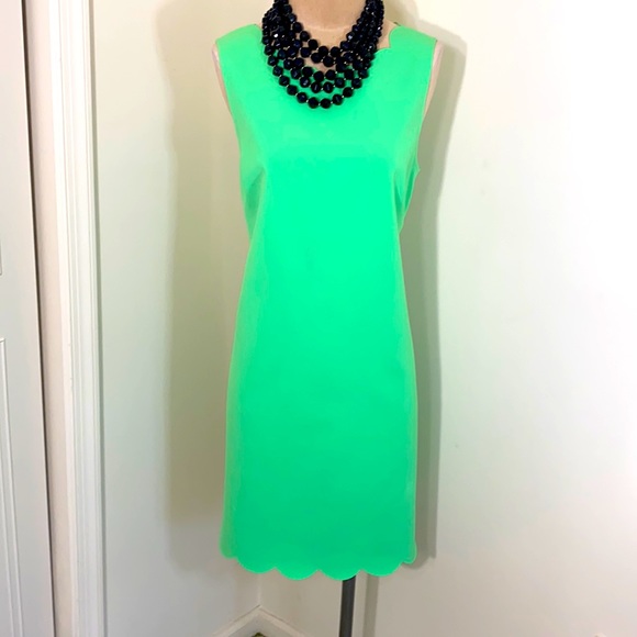 J. Crew Dresses & Skirts - J CREW GREEN SCALLOP EDGED DRESS SIZE 14